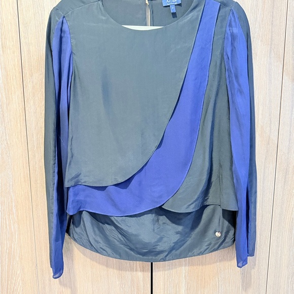 Armani Jeans Tops - Armani Jeans Asymmetrical Blue and Gray Blouse